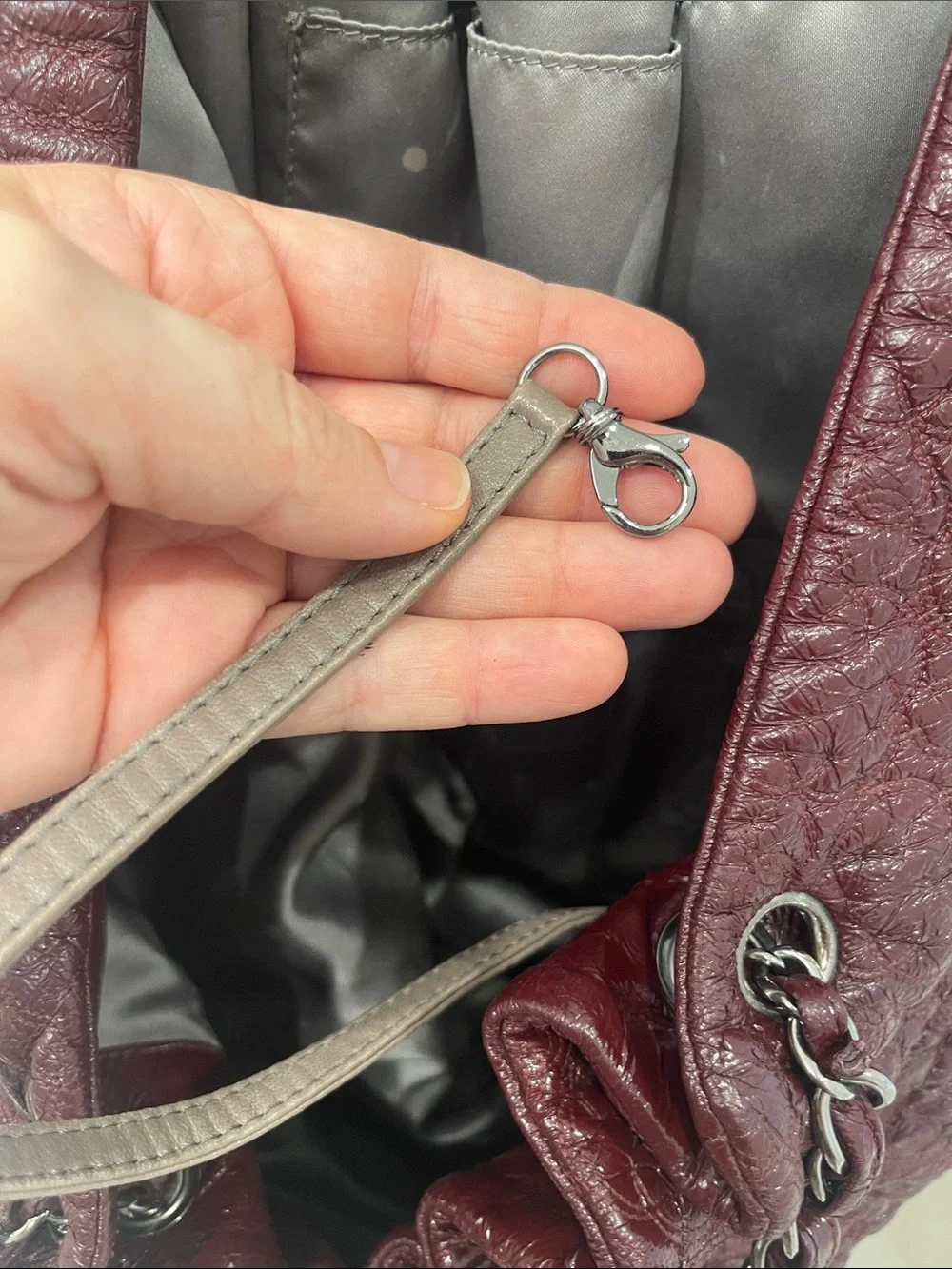 Authentic CHANEL Camelia in Bordeaux with CC Charm